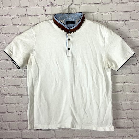 Short Sleeve Threebutton Mao Neck Shirt 